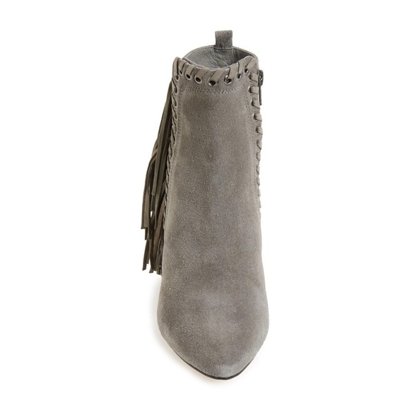 Matisse Gray Suede Sissy Fringe Chunky Wedge Boots - Picture 2 of 12